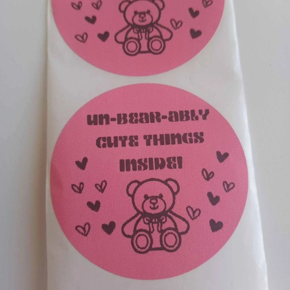 💙100 Un-Bear-ably Cute Round Shipping Labels Thermal Packaging Stickers …
